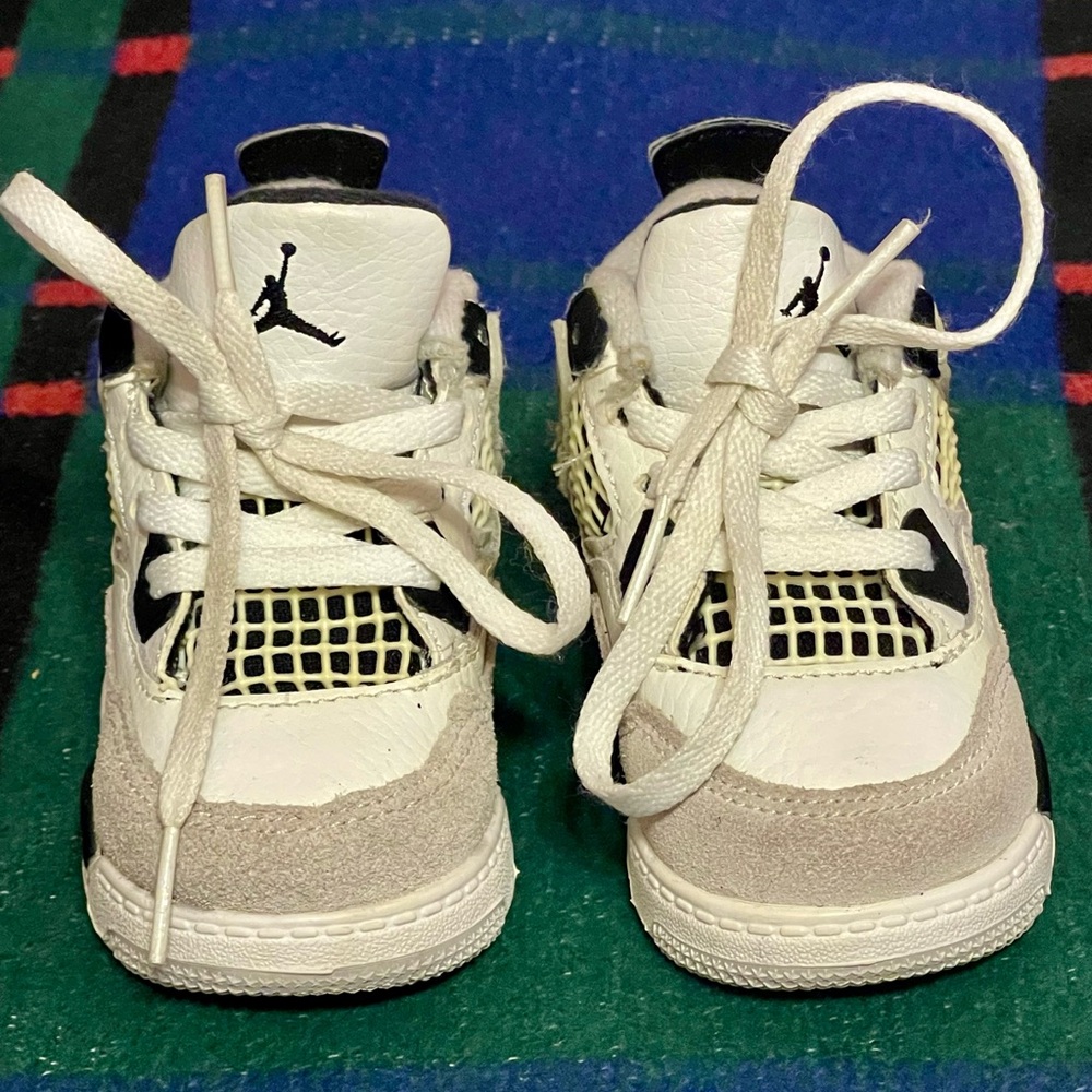 Kids Jordan White and Black Sneakers